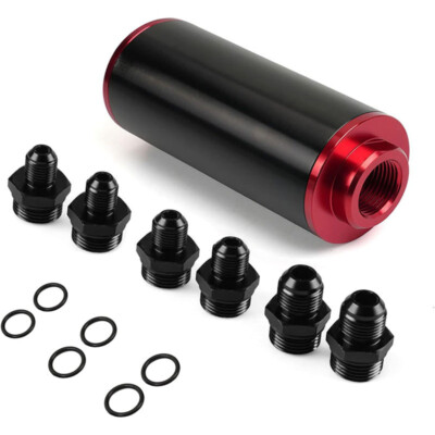 Universal Car 50MM Inline Fuel Filter 100 Micron with 6AN 8AN 10AN  