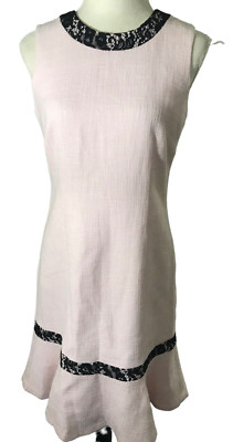 Karl Lagerfeld Womens Pink Lace Ruffled Sleeveless Fit & Flare Lined Dress Sz 6