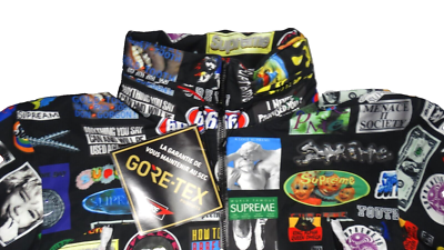 Supreme Gore Tex Stickers Shell Jacket Mens XL Black Hood Supreme Gore Tex Stickers Shell Jacket Mens XL Black Hood