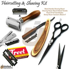 Safety Razor Straight Edge Hair Cutting Scissors Shaving Barber  Personal Kit