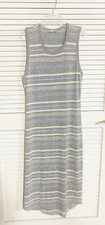 Anthropologie Wilfred Free Size L Gray Stripe Fitted Jersey Tank Dress Women EUC