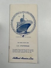Ship Ephemera S.S. Statendam Holland America Line Info Booklet 1958 
