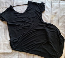 WOMENS SIZE L UNBRANDED BLACK MAXI DRESS SHORT SLEEVE POCKETS