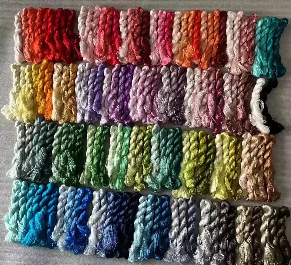 Pink 100%mulberry hand-dyed wrapping velvet flower Twistless nosplit silk thread - Image 2 of 2