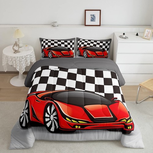 Racing Car Comforter Set, Cool Speed Race Car Down Comforter Full Size For Ki... - 第 1/6 張圖片