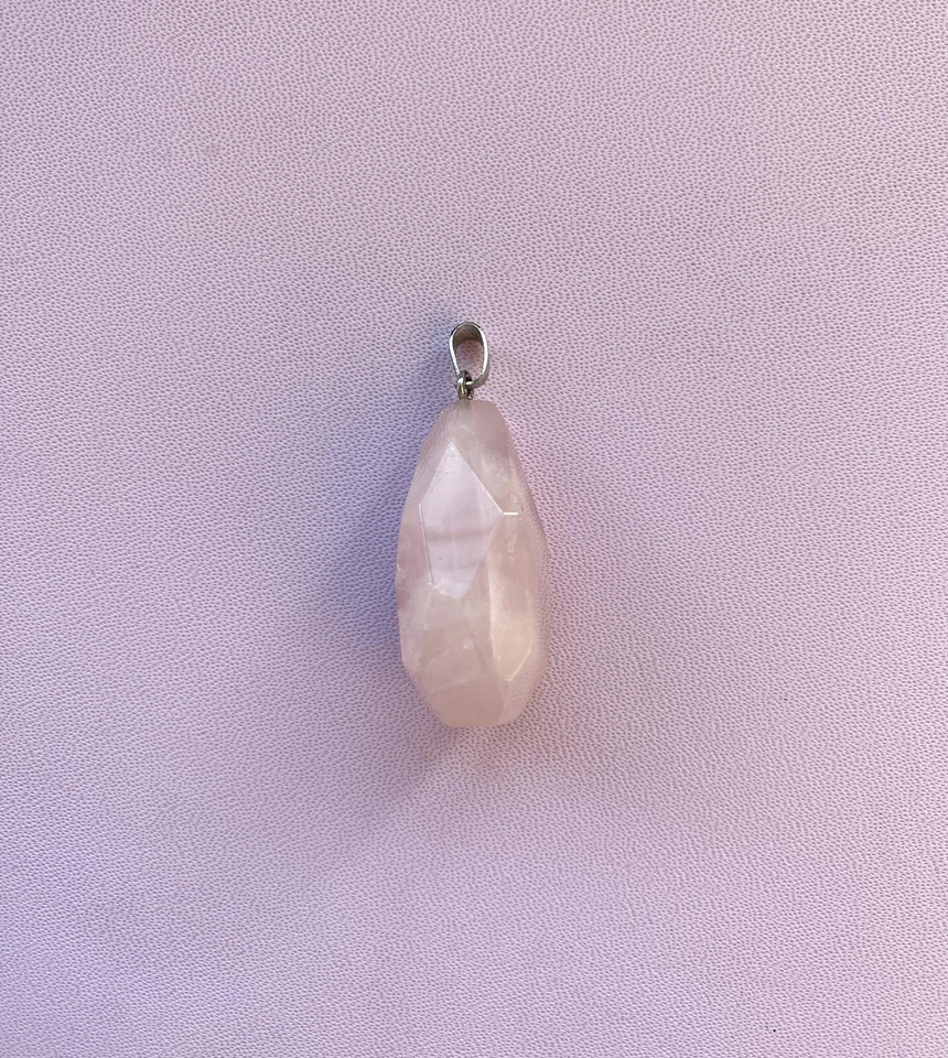 Ciondolo In ARGENTO 925 Con Quarzo Rosa Naturale Pendente Pietra Dura Donna - Immagine 3 di 4