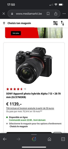 Appareil photo sony Alpha 7II - Photo 2/5