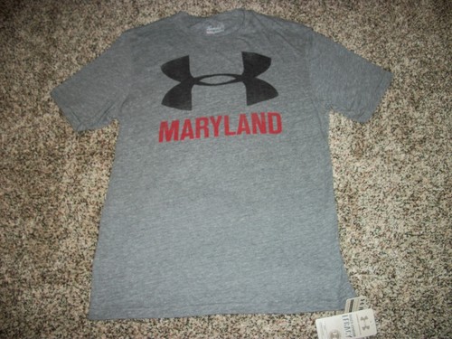UNDER ARMOUR MARYLAND TERRAPINS New NWT Mens Fitted Heat Gear Shirt Gray LARGE