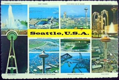 Multiple Views, Seattle, U. of Washington, Space Needle, Husky Stadium