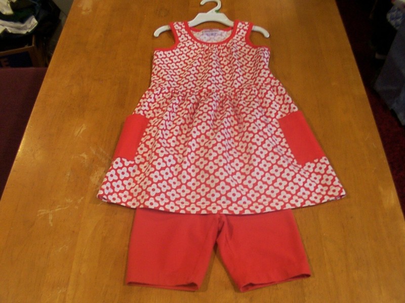 Hanna Andersson Girla' Red Floral Mod Shift Sundress & Bike Shorts-Sz. 110(5)