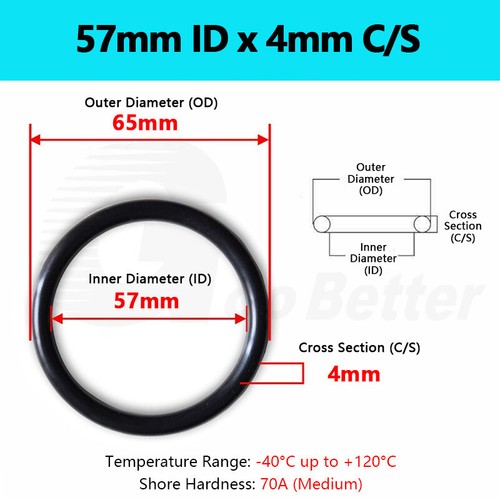 4mm Cross Section NBR 70 O-Rings Nitrile Rubber 4mm-387mm ID Oil Resistant Seals - Picture 68 of 160
