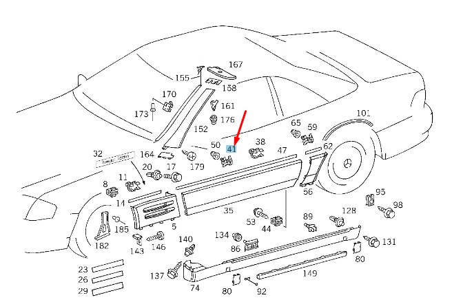 MERCEDES-BENZ SL R129 Body Trim Moulding Clip Clamp A0059889778 
