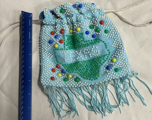 Tecas Beaded Draw-string Purse Hemisfair Light-Blue - Picture 4 of 4