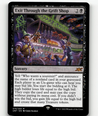 MTG Unfinity Exit Through the Grift Shop 74 Regular Mythic