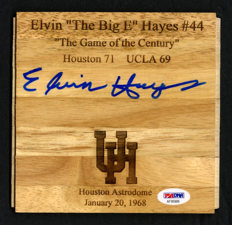 Elvin Hayes Autographed Signed Houston Cougars 6x6 Floorboard U of H Cougars Game of Century PSA 
