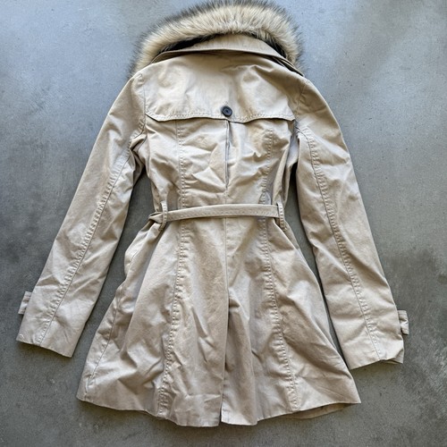 American Eagle 2000s Trench coat With Removable Faux Fur Collar! Small Y2K - Picture 6 of 7
