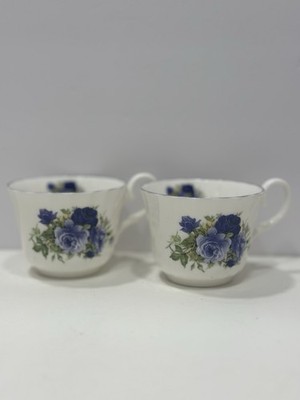 2 Royal Patrician Deep Blue Purple  Midnight Moonlight Rose Tea Cups England