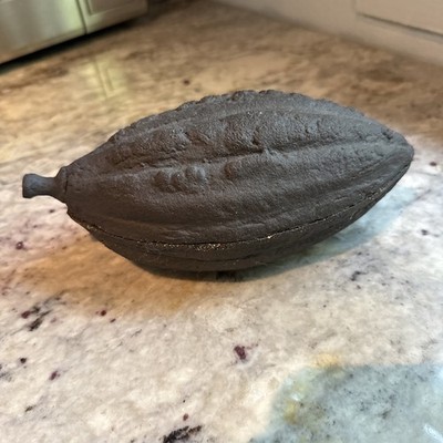 Vtg Ysnay Ceramic Cacao Pod Ceramic Covered Dish Box Candle Jar Cocoa Chocolate
