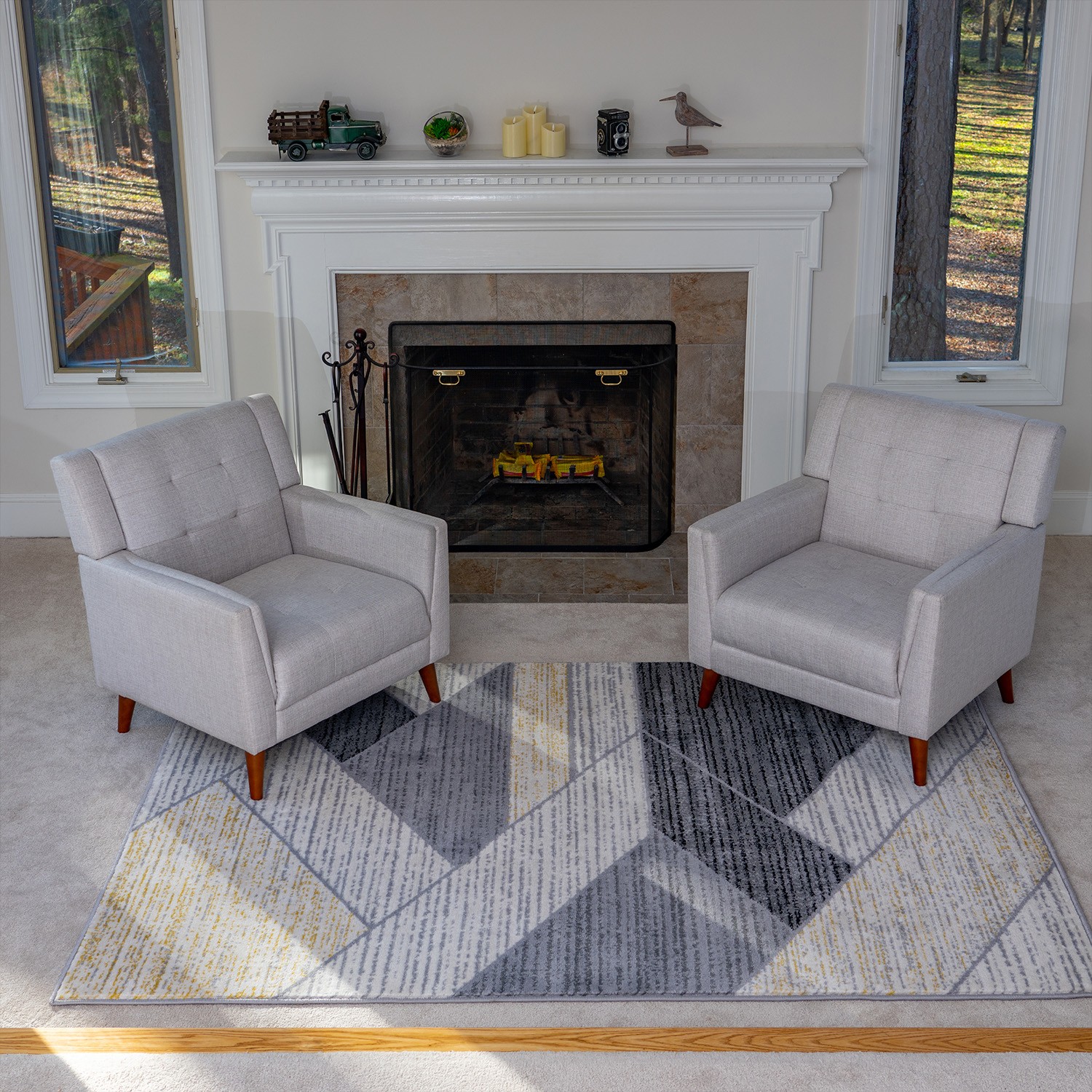 Абстрактный коврик для помещений размером 5 х 7 дюймов с нескользящей подложкой, современный натуральный тон