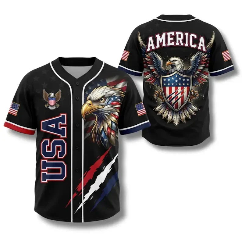 USA Eagle American Flag Baseball Jersey 4th of July Independence Day Outfit Gift