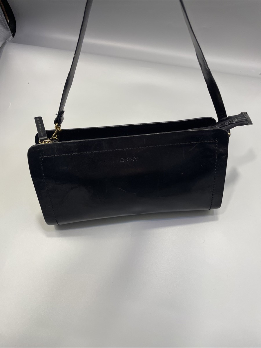 Vintage Black Leather DKNY Small Shoulder Handbag Y2K | eBay