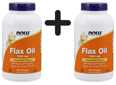 2 x NOW Foods Flax Oil, 1000mg - 250 softgels (99,98 EUR/kg)