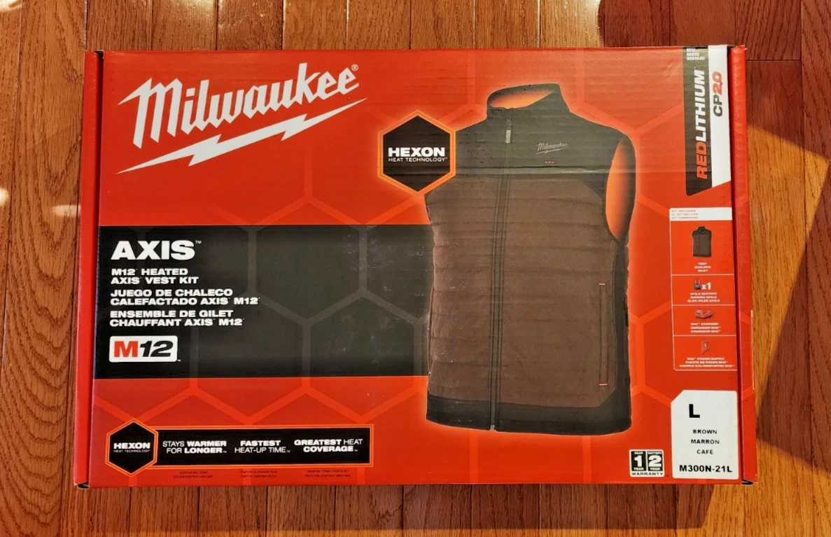 Milwaukee M300N-21 M12 Heated Brown Axis Vest Kit - NEW image 1