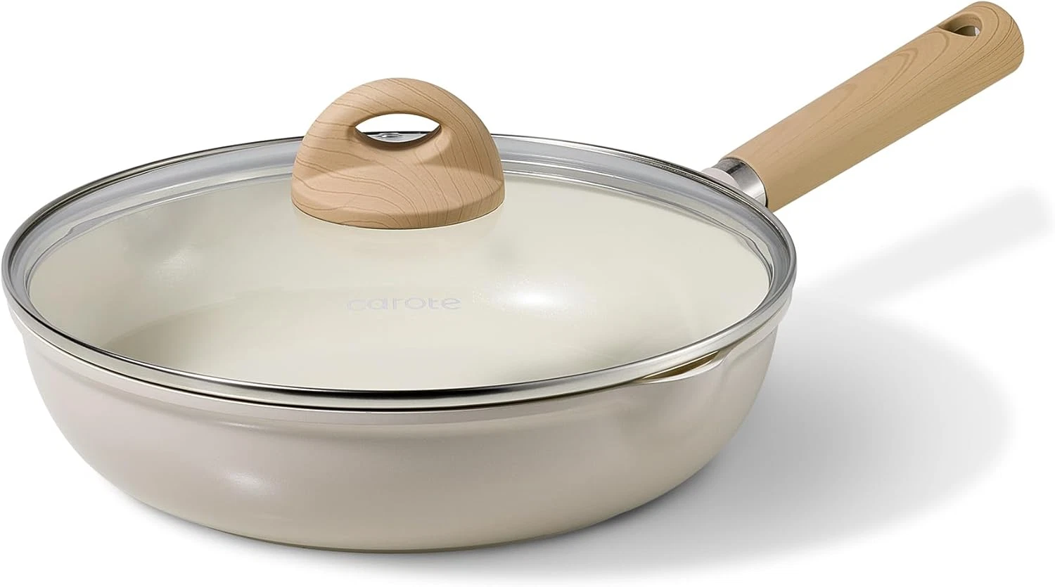CAROTE 10" Ceramic Frying Pan with Lid, Non Stick Frying Pan Skillet Chef'S Pan,