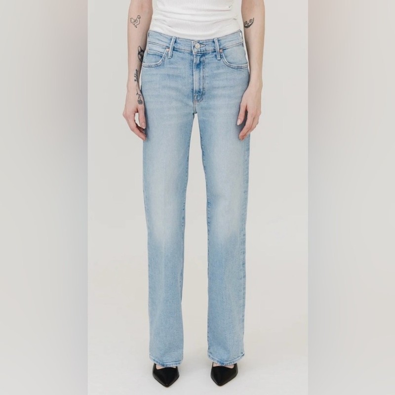 Mother Superior Denim NWT The Kickit Go Long Straight Leg Light Blue Size 29