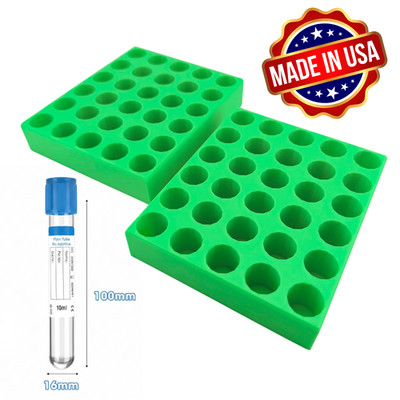 Blood Collection Tube Holder 2 Pack Green 16mm 10ml Phlebotomy Lab Rack USA Made