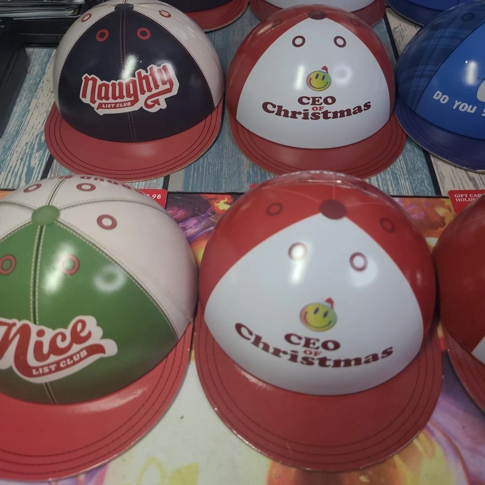 Лот из 14 Hallmark мини бейсбольная шляпа олово подарочная карта держатель Рождество тематический новый из старых запасов! - Изображение 2 из 4