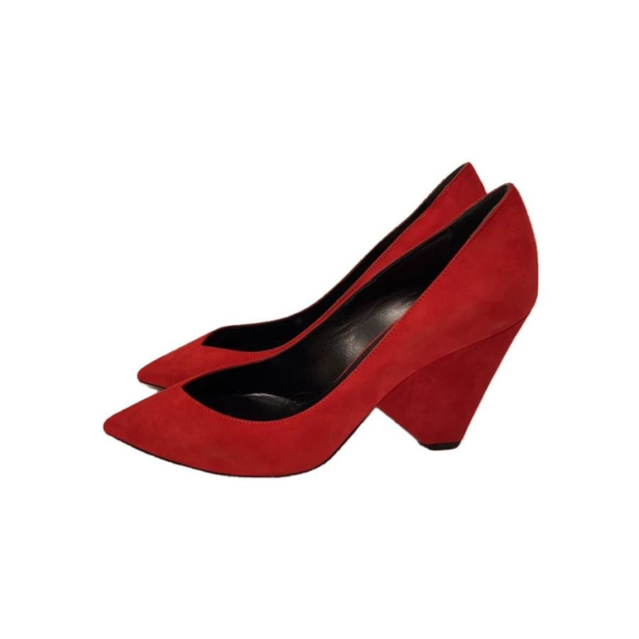 Saint Laurent decolte tacco EU37 US7 rosso camoscio 08779a