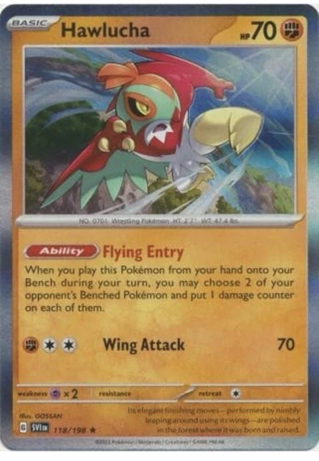 💥Pokemon TCG - Hawlucha - 118/198 - Holo - Rare - S & V: Base Set - NM💥