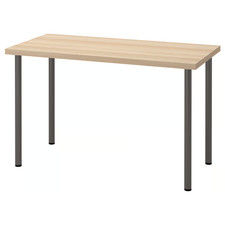 LAGKAPTEN / ADILS Desk, white stained oak effect/dark grey, 120x60 cm