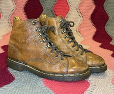 Vintage 90  s Dr. Marten Boots Brown Leather Mens 10 Made In England 8 Eyelet