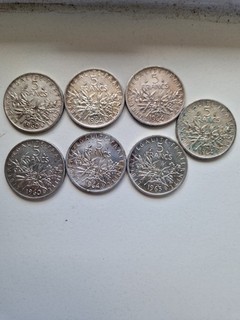 lot 5 francs semeuse argent 7pieces