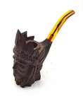 Vintage Wood Hand Carved  Tobacco  Indian Brave Chief Head Bust Display Pipe — photo 3