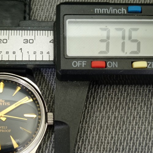 VINTAGE FORTIS HAND-WINDING SWISS MENS REFURBISHED BLACK DIAL WATCH a1664-A - Picture 7 of 9