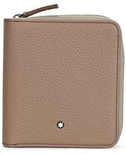 New Montblanc Meisterstuck 3cc Soft Grain Beige Leather Zippered Wallet 111217