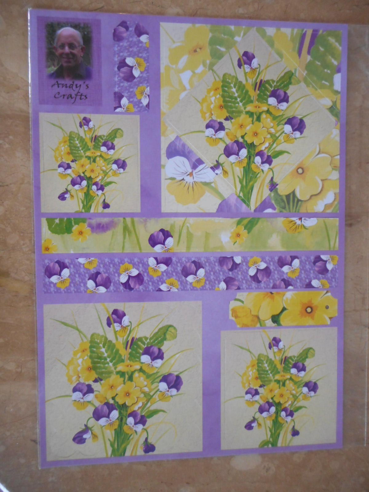 Beautiful Andy's Crafts Die Cut Toppers 'Pansies and Primroses' (347)
