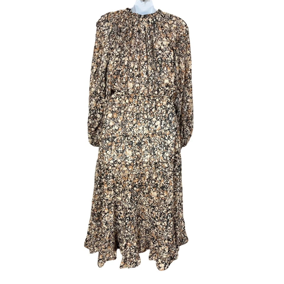 Ulla Johnson Anzu Marble Midi Dress Black Brown Ivory size 8 - Image 4 of 4