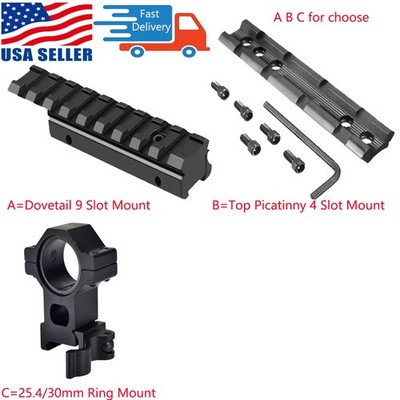 High Profile 1''&30mm Ring Mount/Picatinny Rail 4 Slot Mount/Dovetail Rail Mount