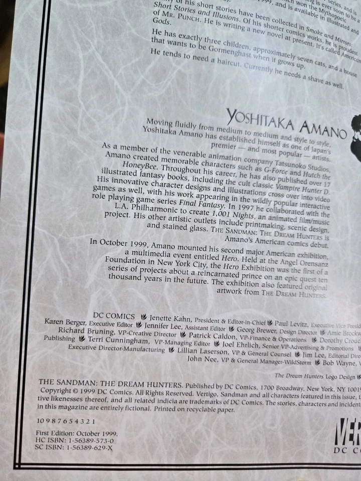 Sandman: The Dream Hunters Tapa Dura Neil Gaiman Yoshitaka Amano 1ª Edición Foto 2 de 4
