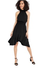 Maurices Black Smocked Halter Midi Swing Dress Size Medium – Little Black Dress