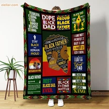 Black Father Strong King Fleece Blanket, Personal Motivational Christmas Gift