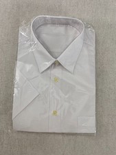 Dress Shirt Mens Size 43 White Short Sleeve Button Front Pocket Collared Sealed