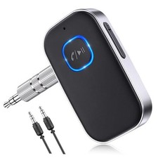 Bluetooth Receiver for Car, Noise Cancelling 3.5mm AUX Bluetooth Black Silver