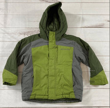 Columbia Sportswear Kids Green Gray Hooded Full Zip Windbreaker Jacket Size 4/5