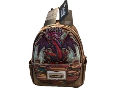 NWT Loungefly Mini Backpack Stained Glass RED DRAGON BAM Exclusive Book Fantasy