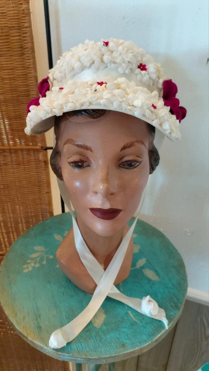 VTG Bucket Hat Cream Union Made Birdcage Veil Copper Satin Ribbon Band Satin 1960s Vintage Hats for Women for sale | eBay main image 2